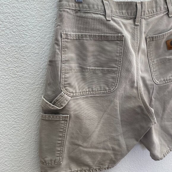 Carhartt Washed Duck Work Shorts Cargo Beige Tan 34 Workwear Distressed Stained - Picture 7 of 7